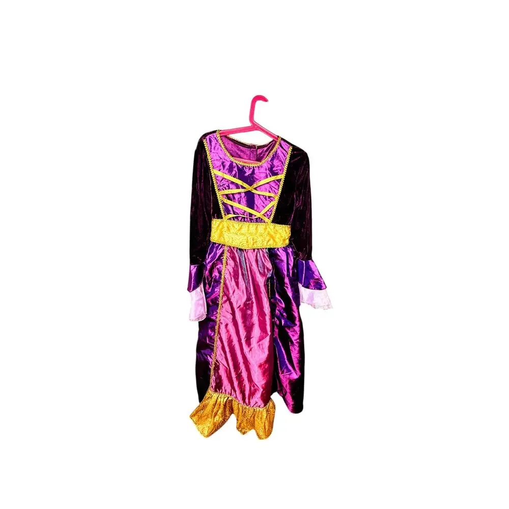 Girls Purple Velvet Medieval Renaissance Princess Costume Dress [10-12]